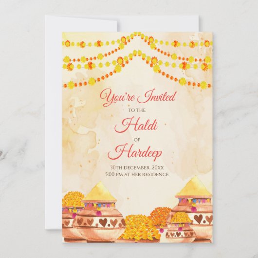 Haldi lädt & Haldi Einladungen Holud Einladung (Vorderseite)