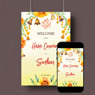 Haldi marigolds glocken indische Hochzeitsempfangs Poster