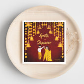 Haldi Mehndi Sangeet Indischer Hochzeitmaroon gelb Serviette