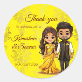 Haldi Sanget indische Hochzeit danke Ihnen für die Runder Aufkleber (Vorderseite)