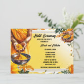 Haldi Zeremonie Blumenschildkröten Hände Blume Einladung (Stehend Vorderseite)