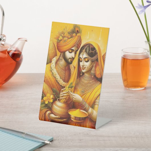 Haldi Zeremony Pedestal Sign Personalize Sockelschild (In SItu)