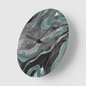 Hale Aquamarin Gray Marble Agate Silver Glitzer Gl Runde Wanduhr (Winkel)