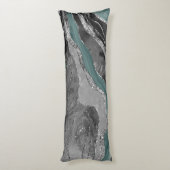 Hale Aquamarin Gray Marble Agate Silver Glitzer Gl Seitenschläferkissen (Rückseite (Vertikal))