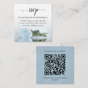 Hale Dusty Blue Rose Elegante Wedding UAWG QR Code Begleitkarte
