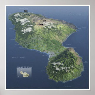 Haleakala Kartenposter Poster