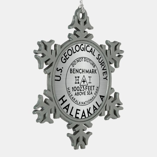 Haleakala National Park Benchmark Bench Mark USGS Schneeflocken Zinn-Ornament (Links)
