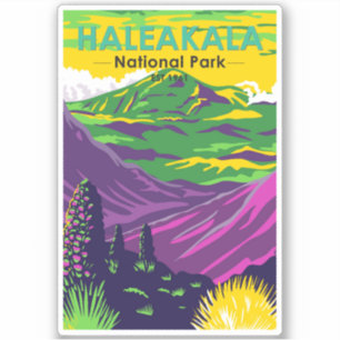 Haleakala Nationalpark Hawaii Retro Aufkleber