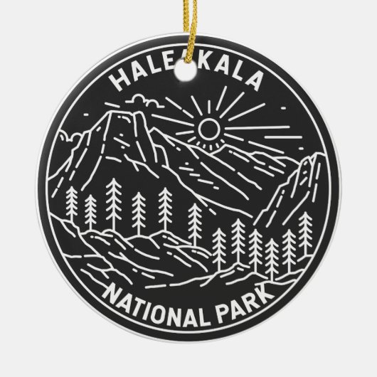 Haleakala Nationalpark Hawaii Vintag Monoline Keramik Ornament (Vorne)
