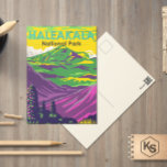 Haleakala Nationalpark Hawaii Vintag Postkarte<br><div class="desc">Haleakala Vektorgrafik in einem Fenster Stil Design. Der Park ist nach Haleakalā benannt,  einem ruhenden Vulkan innerhalb seiner Grenzen.</div>