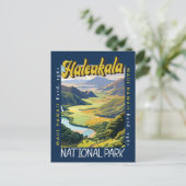 Haleakala Nationalpark Illustration erschüttert Postkarte (Stehend Vorderseite)