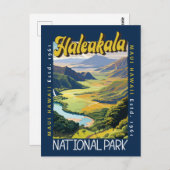 Haleakala Nationalpark Illustration erschüttert Postkarte (Vorne/Hinten)