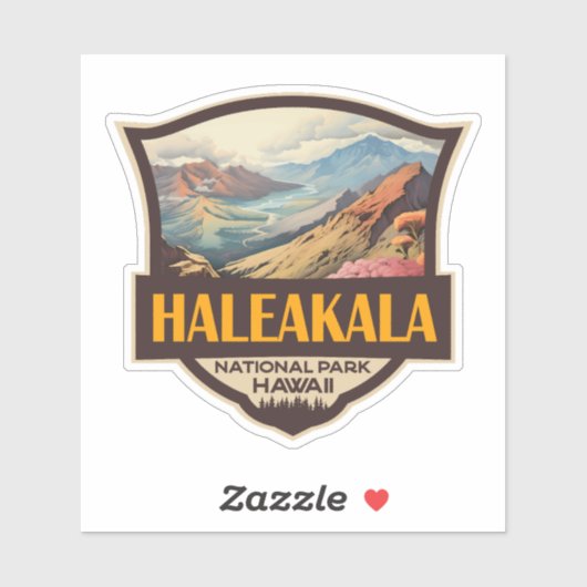 Haleakala Nationalpark Illustration Retro Abzeiche Aufkleber (Blatt)