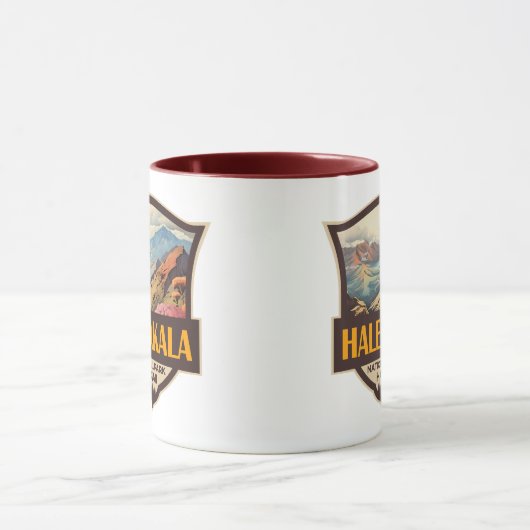 Haleakala Nationalpark Illustration Retro Abzeiche Tasse (Zentrum)