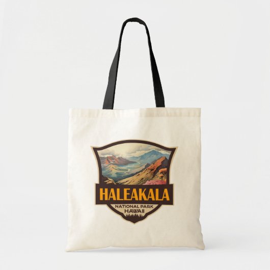 Haleakala Nationalpark Illustration Retro Abzeiche Tragetasche (Vorne)