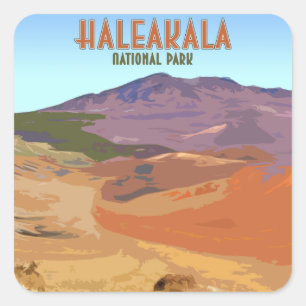 Haleakala Nationalpark Maui Hawaii Vintag Quadratischer Aufkleber
