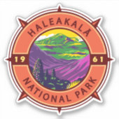 Haleakala Nationalpark Retro Kompass Emblem Aufkleber (Vorderseite)