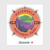 Haleakala Nationalpark Retro Kompass Emblem Aufkleber (Blatt)
