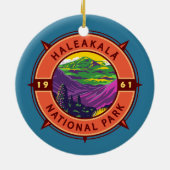 Haleakala Nationalpark Retro Kompass Emblem Keramik Ornament (Hinten)