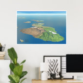 Haleakala und Maui-Kartenplakat Poster (Heimbüro)