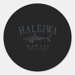 Haleiwa Hawaii Hai Retro-Schieferkunst Angeln  Runder Aufkleber