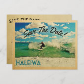Haleiwa Save the Date Oahu Hawaii Surfing Ankündigungspostkarte (Vorne/Hinten)