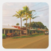 Haleiwa Surfer Town Quadratischer Aufkleber (Vorderseite)