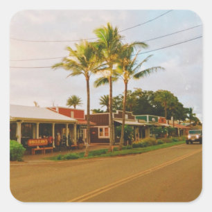 Haleiwa Surfer Town Quadratischer Aufkleber