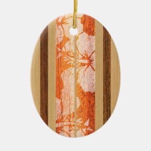 Haleiwa Vintage Surfboard-Ornament aus falschem Ho Keramik Ornament