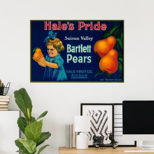 Hale's Pride Pear Crate LabelSuisun, CA Poster (Heimbüro)