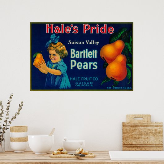 Hale's Pride Pear Crate LabelSuisun, CA Poster (Küche)