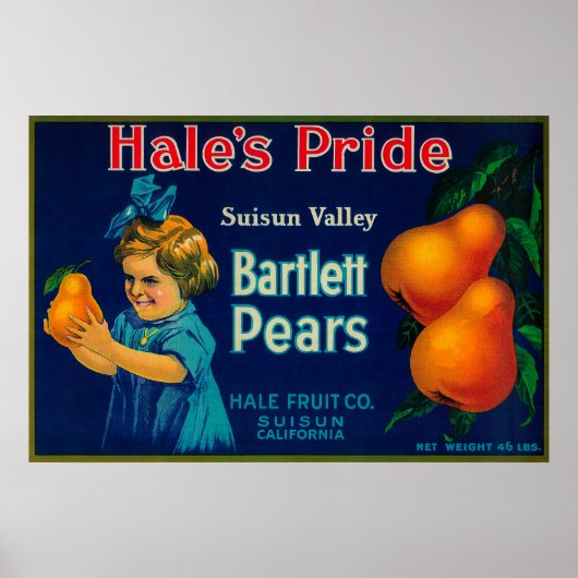 Hale's Pride Pear Crate LabelSuisun, CA Poster (Vorne)