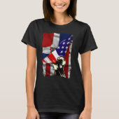 Half American Flag Dominican ROOTS USA Flag Dom Re T-Shirt (Vorderseite)