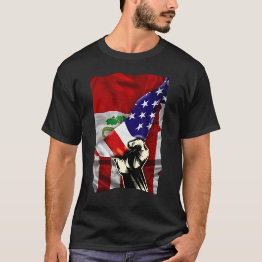 Half American Flag Peruvian ROOTS USA Flag Peru DN T-Shirt (Vorderseite)