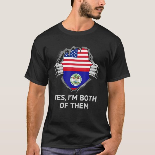 Half American Half Belizean USA Belize Flag Mens W T-Shirt (Vorderseite)