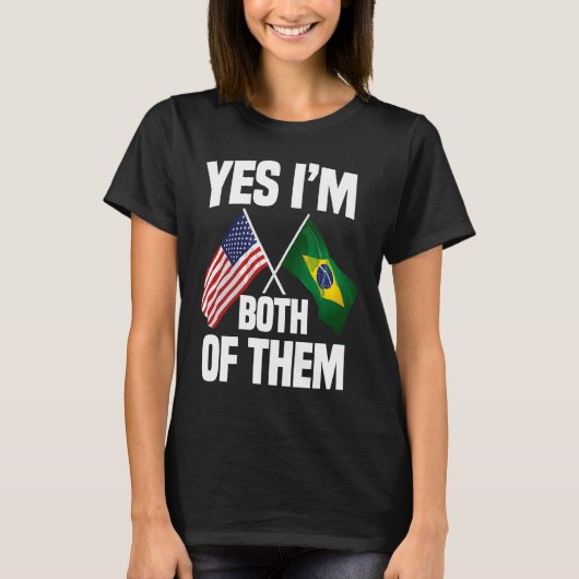 Half American Half Brazilian USA Brazil Flag T-Shirt (Vorderseite)