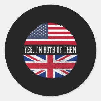 Half American Half Britische Flagge Vereinigtes Kö Runder Aufkleber
