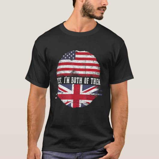 Half American Half Britische Flagge Vereinigtes Kö T-Shirt (Vorderseite)