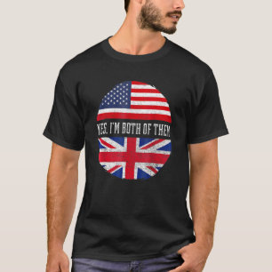 Half American Half Britische Flagge Vereinigtes Kö T-Shirt