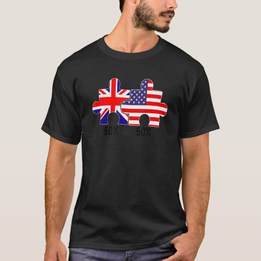 Half American Half British Flag Map Combined USA U T-Shirt (Vorderseite)