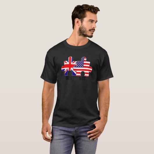 Half American Half British Flag Map Combined USA U T-Shirt (Vorne ganz)