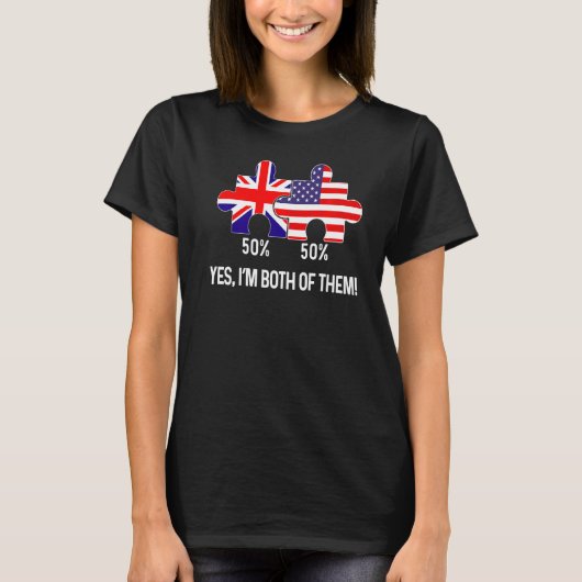 Half American Half British Flag Map Combined USA U T-Shirt (Vorderseite)