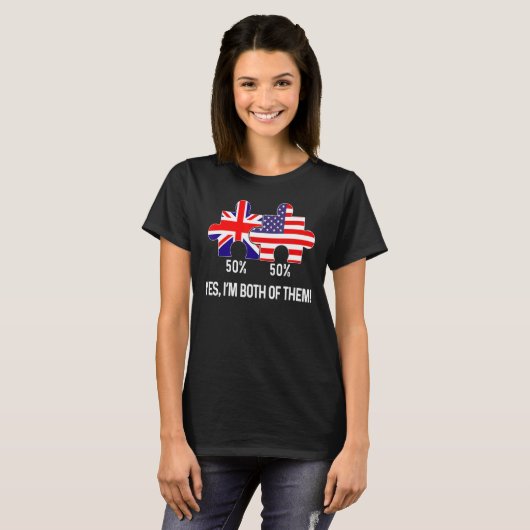 Half American Half British Flag Map Combined USA U T-Shirt (Vorne ganz)