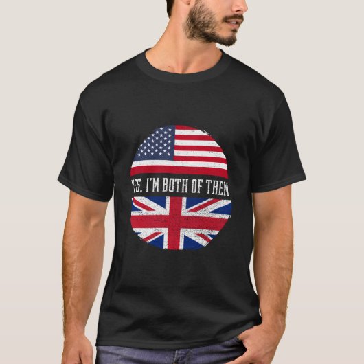 Half American Half British Usa Flag United Kingdom T-Shirt (Vorderseite)