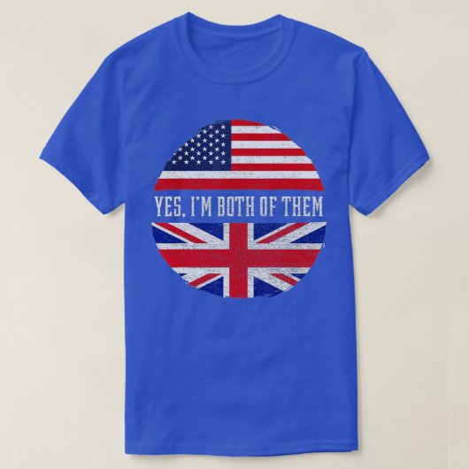 Half American Half British USA Flag Vereinigtes Kö T-Shirt (Design vorne)