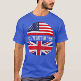 Half American Half British USA Flag Vereinigtes Kö T-Shirt