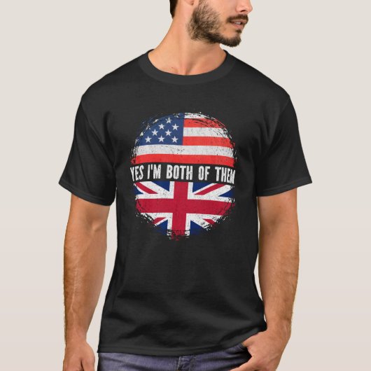 Half American Half British USA Flag Vereinigtes Kö T-Shirt (Vorderseite)