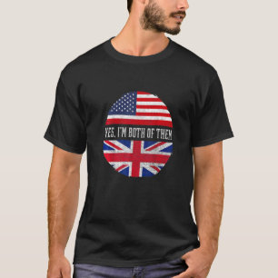 Half American Half British USA Flag Vereinigtes Kö T-Shirt