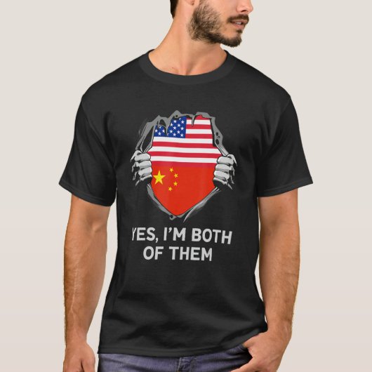 Half American Half Chinese USA China Flag Mens Wom T-Shirt (Vorderseite)