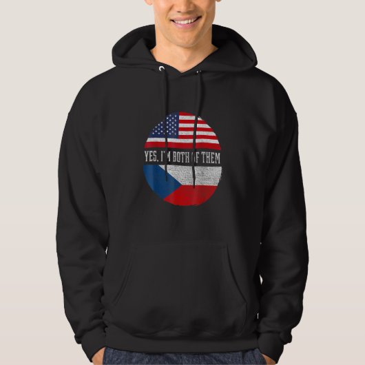 Half American Half Czech USA Flag Czech Republic H Hoodie (Vorderseite)